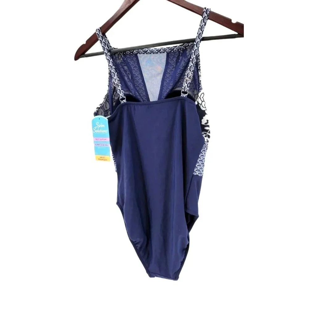 Swim Solutions 8 One-piece Swimwear Rosie Nauti High-Neck Mio Mesh Swimsuit - Picture 5 of 10